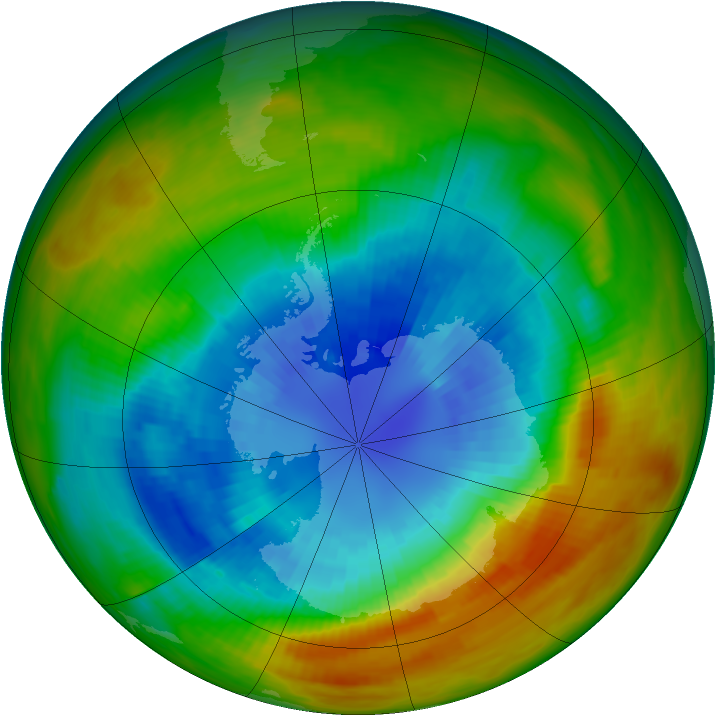 Antarctic ozone map for 10 September 1984